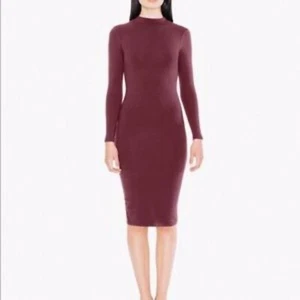 NWT American Apparel Maroon Long Turtle Neck Bodycon Midi Dress Womens - Picture 1 of 2