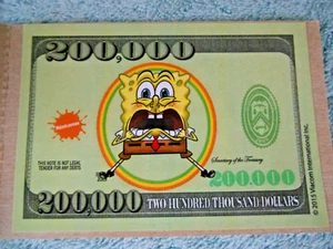 2015 Spongebob SquarePants $200,000 TWO HUNDRED THOUSAND DOLLAR BILL Sticker - Picture 1 of 6