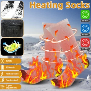 Men Women Electric Heated Socks Rechargeable Battery Feet Warmer Winter Thermal - Picture 1 of 14