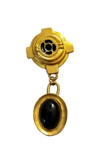 Spilla pendente accento cabachon nero orafo vintage anni 80 smaltata - Foto 1 di 4