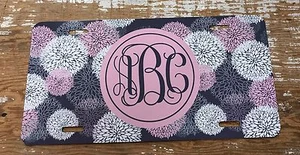 Monogram License Plate Pink Floral Flowers Personalized Car Tag New - Picture 1 of 2