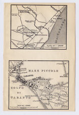 1900 ANTIQUE MAP OF CITY OF TARANTO / APULIA / ITALY