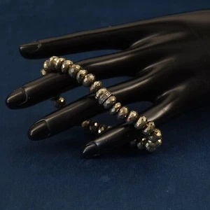 Sydney Evans 14k Solid White Gold Diamond Pyrite Stretch Bracelet - Free Ship US - Picture 1 of 7