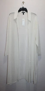 EILEEN FISHER LIGHT LONG OPEN JACKET 100% SILK SHEER GEORGETTE BONE SIZE L - Picture 1 of 4