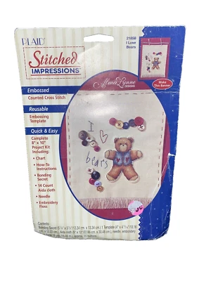 Plaid Stitched Impressions #21858 I Love Bears Embossed Kit Banner NEW Old Stock - Image 1 of 3