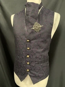 Steampunk Purple Waistcoat Ensemble Cravat & tie pin ML - Picture 1 of 10