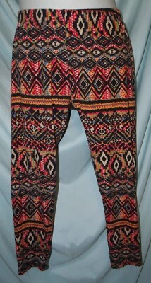 Eye Candy Multicolor Geometric Mid Rise Knit Skinny Leggings Size 2X Juniors - Image 1 of 4