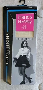 Vintage Hanes Her Way Thigh Highs Pantyhose-Ivory-Size Tall Up To 165 Lbs. - Picture 1 of 2