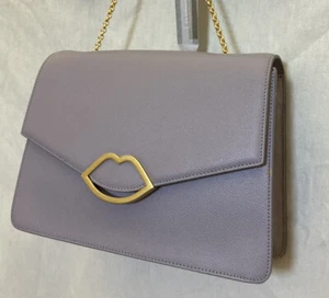 Lulu Guinness Annabel Large Lips Bag New Lavender Grey lilac £325 Chain Strap - Picture 1 of 12