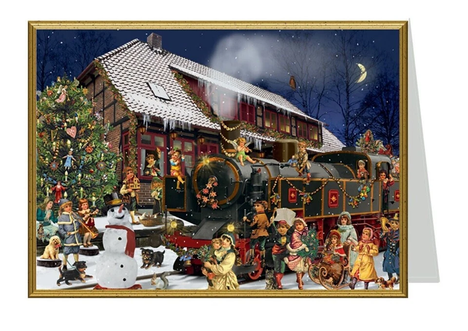 Victorian Snowscene Train Richard Sellmer Christmas Card 105 x 155 mm with env - Image 1 of 1