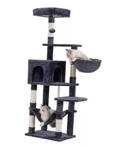 Cat Tree with Large Hammock, Multi-Level Cat Tower for Indoor Cats, Smoky Gray - Picture 1 of 8