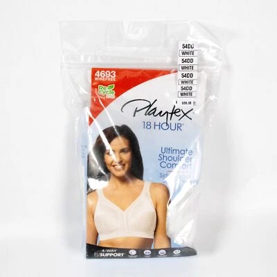 Playtex 18 Hour Bra Size 54DD Shoulder Comfort Full Coverage 4693 White New - Image 1 of 2