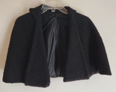 Cuello de tela natty negro capa encogida de hombros vintage talla pequeña Foto 1 de 4