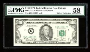 DBR 1974 $100 FRN Chicago Fr. 2167-G PMG 58 Serial G26169919A - Picture 1 of 2