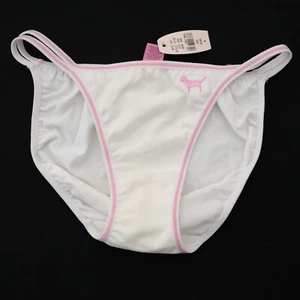 NEW Victoria's Secret VTG PINK Cotton-Blend Double String Bikini Panty SMALL - Picture 1 of 7
