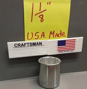 Craftsman 1-1/8"" STD SAE 1/2"" Dr Socket 47516 EE Nuevo Stock Antiguo * EE. UU. * Corto - Imagen 1 de 6