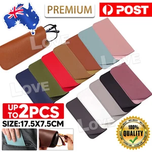 Leather Eyeglass Sunglasses Reading Glasses Case Soft Pouch Bag Pocket - Picture 1 of 14