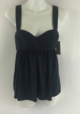 Michael Kors Tankini Bikini Top Large Navy Blue Underwire Wide Straps NEW $118 - Image 1 of 4
