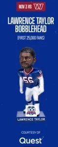 NY Giants Lawrence Taylor SGA Bobblehead 11/3 New York Giants Bobble Sin usar, en caja Nuevo - Imagen 1 de 1