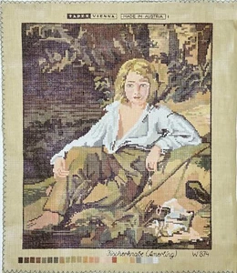 Tapex Vienna FRIEDRICH VON AMERLING pesca PESCATORE RAGAZZO tela punto ago W874 - Foto 1 di 1