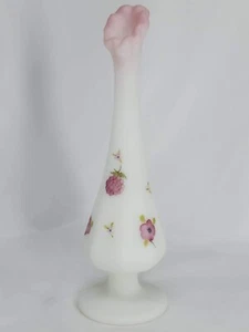 Fenton Romantic Country "Berries & Blossoms" On 8" Bud Vase & Porcelain Flower - Picture 1 of 11
