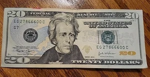 $20 Dollar Bill DEVIL 666 Note 2004 Serial   Number 27866600 - Picture 1 of 8