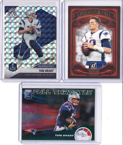Tom Brady 3 Card Lot 2020 Donruss Mosaic Silver Prizm Elite Green Full Throttle - Picture 1 of 2