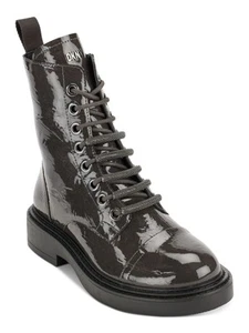 DKNY Womens Gray Metallic Malaya Almond Toe Block Heel Lace-Up Combat Boots 6 M - Picture 1 of 11
