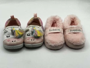 Lindo lote de zapatos de bebé paquete talla 2 niños pequeños Bebe peludas pantuflas y unicornio - Imagen 1 de 16
