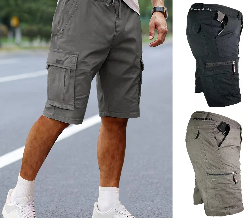 Pantalones Cortos Para Hombres CARGO Tácticos Elásticos Ligeros Combate Multi Bolsillo AntiSudor Foto 1 de 1