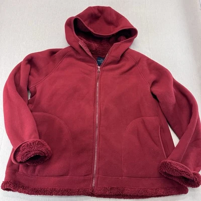 Faded Glory Sz 1X- 16W Red Hoodie Zip Up High Pile Fleece Interior Warm Sweater - Image 1 of 4