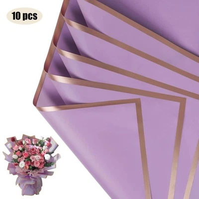 10 hojas de papel floral impermeable para envolver con borde dorado para ramo regalo hágalo usted mismo Foto 1 de 4