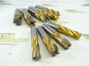 LOT OF 8 HSCO +TIN 4 5 & 6 FLUTE ROUGHING END MILLS 5/8" TO 1-1/4" HERTEL SPAIN - Picture 1 of 11