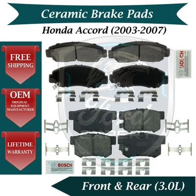 Kit de pastillas de freno delanteras y traseras de cerámica Bosch OEM para Honda Accord 2003-2007 Foto 1 de 4