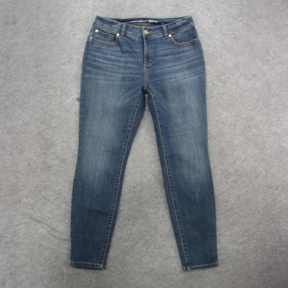 Pantalones de mezclilla INC para mujer 10 azules ajustados calce curvilíneo elástico lavado medio Foto 1 de 4