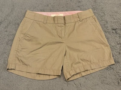 Pantalones Cortos Chinos J.Crew Rotos Para Mujer 00 Caqui Verano Clásicos Frente Plano Preppy Foto 1 de 4
