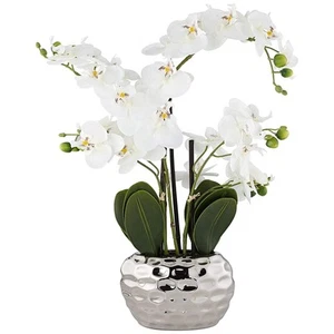 Artificial Orchid Phalaenopsis Plant Including Metallic Silver - Picture 1 of 5