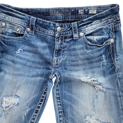 Pantalones de mezclilla Miss Me para mujer talla 29 azul firma corta estilo caliente alto estrés Foto 1 de 4
