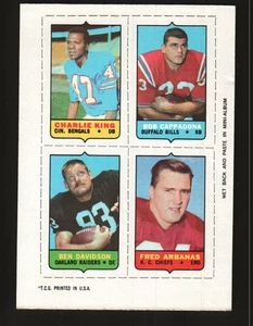 1969 Topps Four-in-One #NNO - Charley King / Bob Cappadona / Ben Davidson 69-266 - Picture 1 of 2