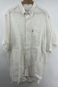 Barbour XL Men’s The Plain Shirt 100% Linen White/Ivory Short Sleeved - Picture 1 of 5