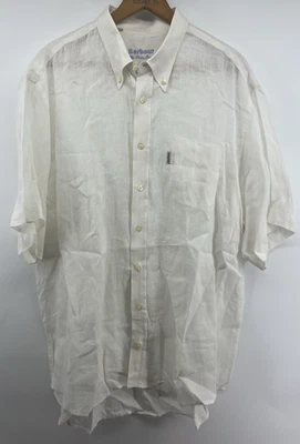 Barbour XL Men’s The Plain Shirt 100% Linen White/Ivory Short Sleeved - Image 1 of 4