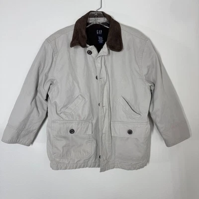 Gap Kids поле сарая Chore куртка для мальчиков L бежевый с подкладкой пальто кожаный воротник винтажный - Изображение 1 из 4