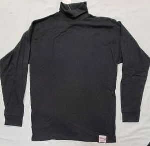 ELBECO Men's Regulation Base Layer 100% Cotton Mock Turtleneck LARGE BLACK 7702 - Picture 1 of 6