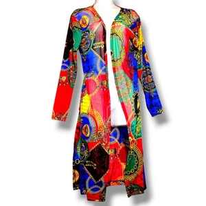 NYC Damen All Hail The Queen Druck offen Staubtuch lange Strickjacke groß Überwurf - Bild 1 von 14