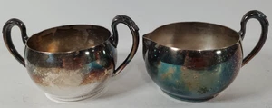 Silverplate Sugar Creamer Set 2"T x 3"D Unbranded - Picture 1 of 7