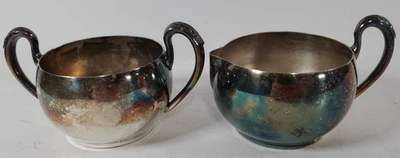 Silverplate Sugar Creamer Set 2"T x 3"D Unbranded - Image 1 of 4