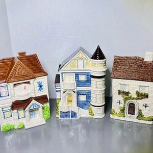 Vintage 1980’s Otagiri Canister Ceramic Victorian House Cookie Jar Your Choice - Picture 1 of 10