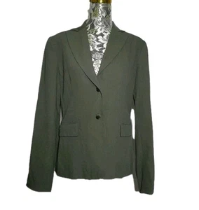 Cue Ladies Olive Green Lined Corporate Work Blazer Jacket Size 10 EUC - Foto 1 di 7
