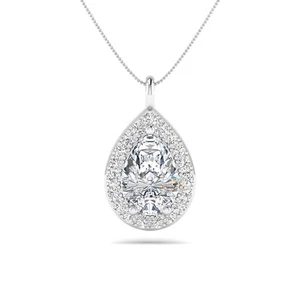 IGI Certified 1.00 CT Pear Lab Grown Diamond Teardrop 14K Gold Pendant Necklace - Picture 1 of 6