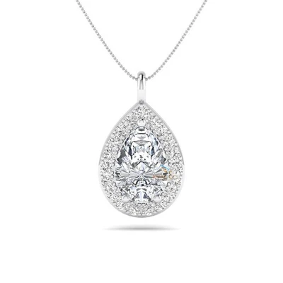 IGI Certified 1.00 CT Pear Lab Grown Diamond Teardrop 14K Gold Pendant Necklace - Image 1 of 4